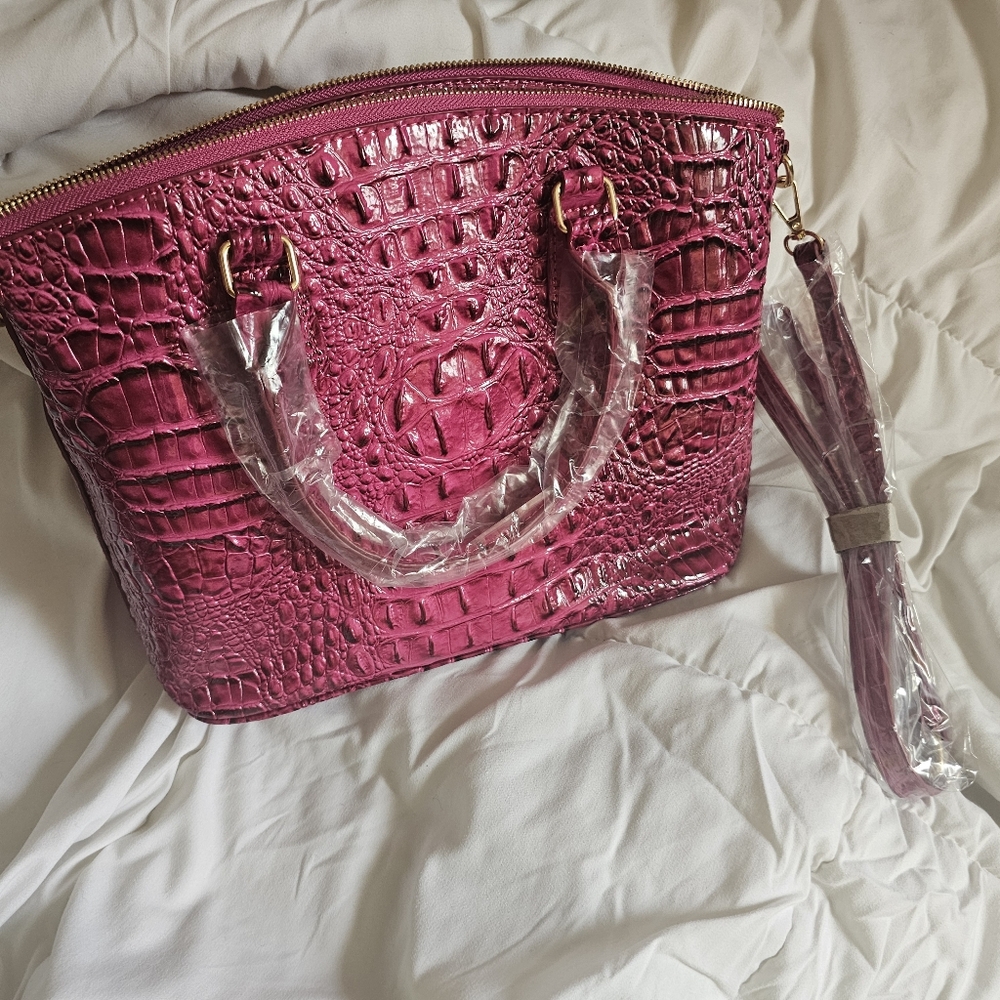 vegan leather crocodile tote